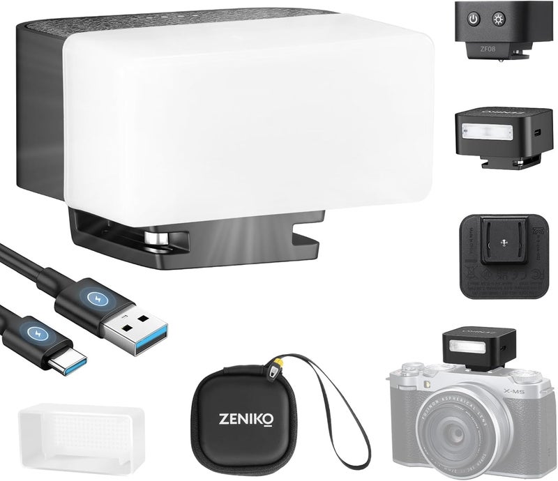 ZENIKO ZF08 Aluminum Mini Camera Flash Speedlite On Camera with Diffuser, 440 Full-Power Flashes 2.5S Recycle Mini Manual Flash for Canon/Sony zv1/Sony zve10 /Ricoh gr3/Nikon/Fuji f1 - Image 1